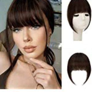 2Pcs Clip in Bangs Hair Extensions Thick Full Neat Bangs Fringe Hair Extension